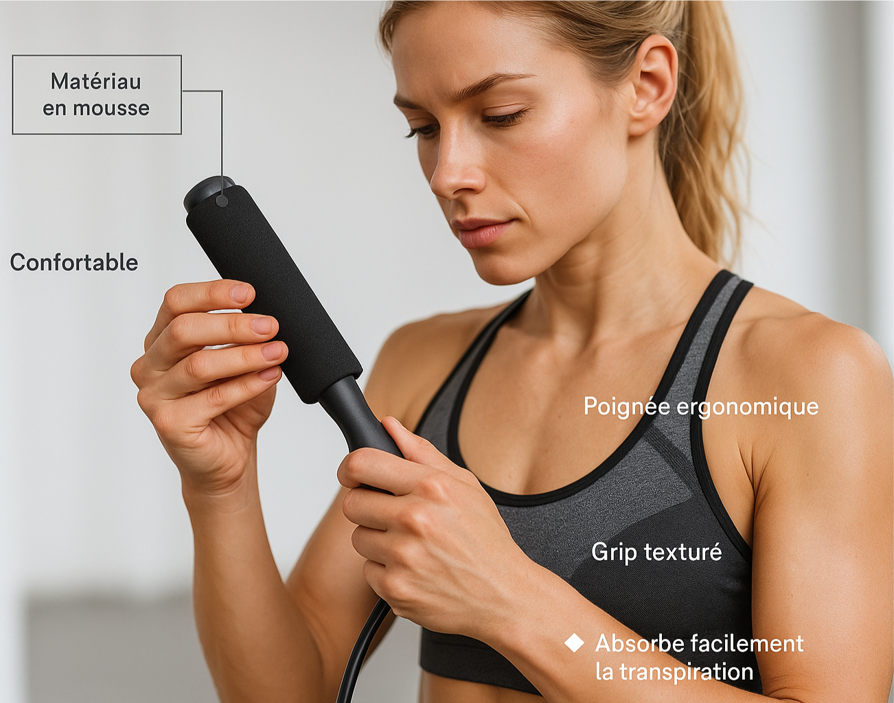 FlexieFit- Corde à sauter sport poignées antidérapante